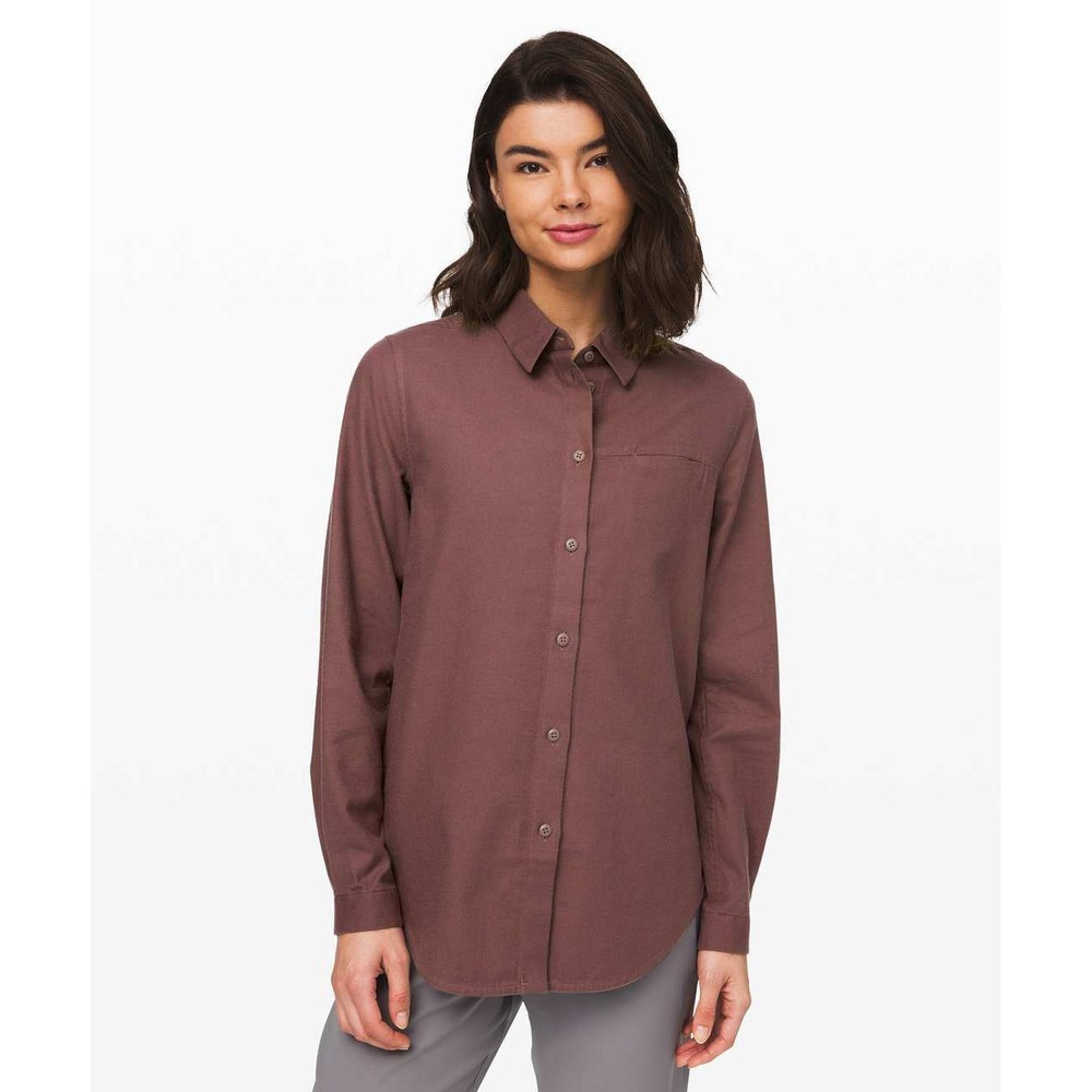 Lululemon Full Day Ahead Shirt Womens 4 Purple Button Up Long Sleeve Cotton